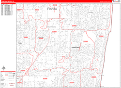 Pompano Beach Wall Map Zip Code Red Line Style 2026